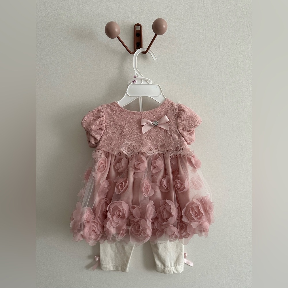 Pink matching set baby girl dust pink
